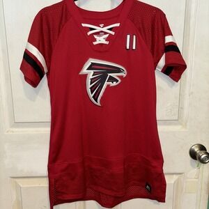 Women's Atlanta Falcons Fanatics Red/Black Team Draft Me Lace-Up T-Shirt Medium